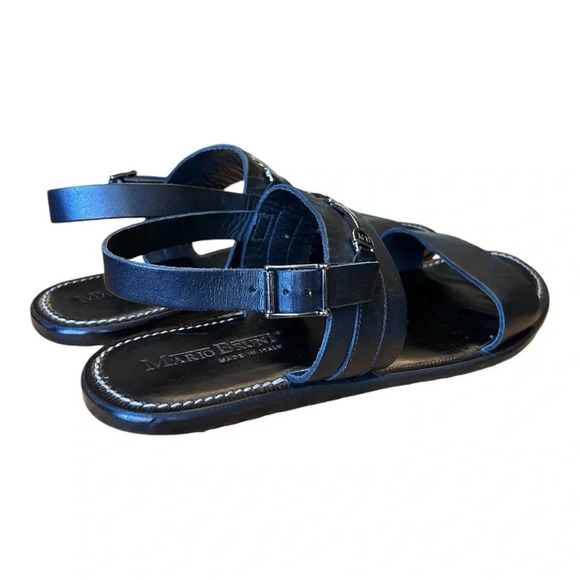 Mario Bruni Women’s Black Horsebit Leather Strap Sandals Size IT 44 - US 11 - Picture 5 of 15
